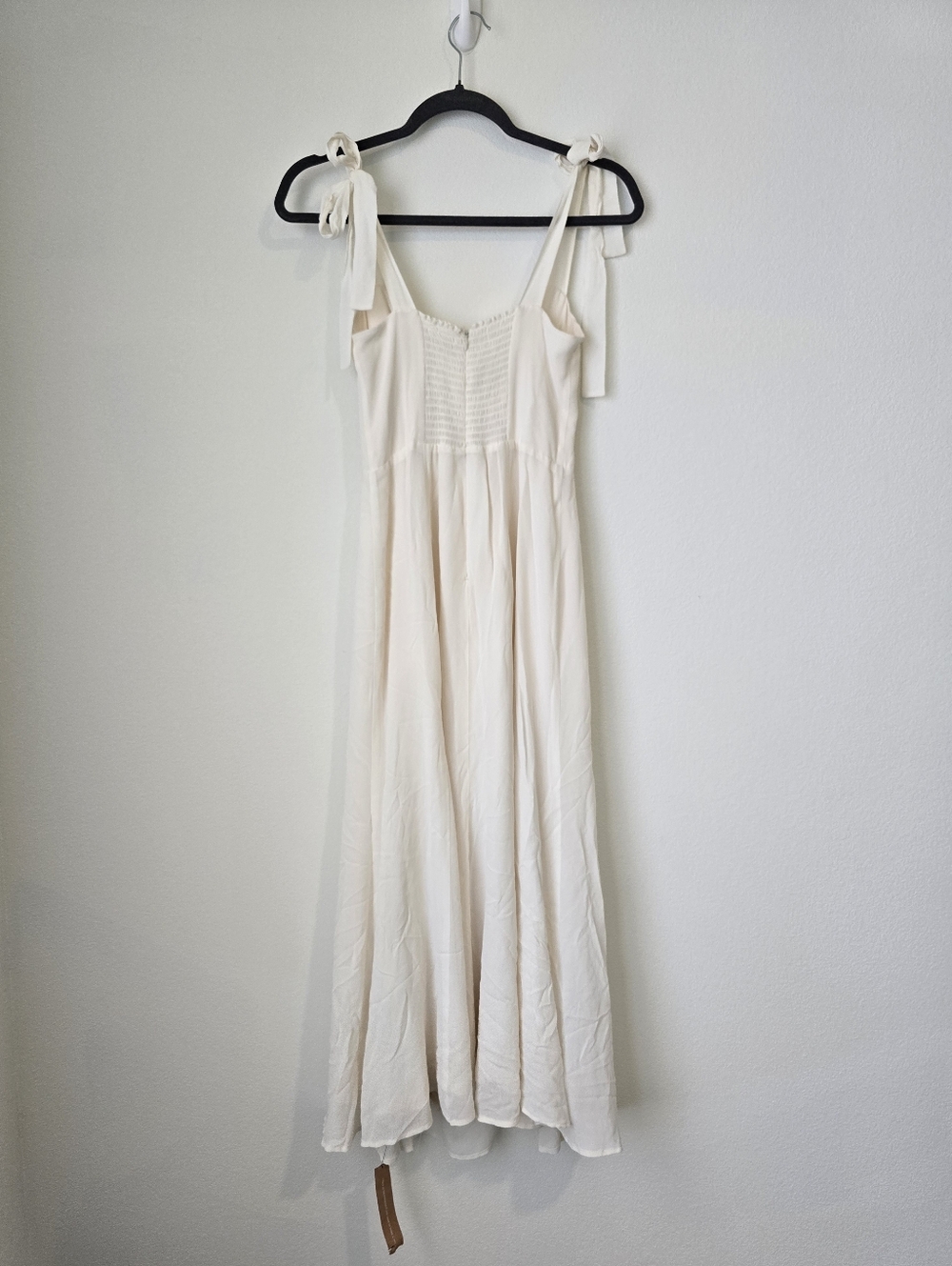 NWT Reformation Nadira Dress in Ivory Sweetheart Neckline Shoulder Strap Ties - Picture 8 of 14